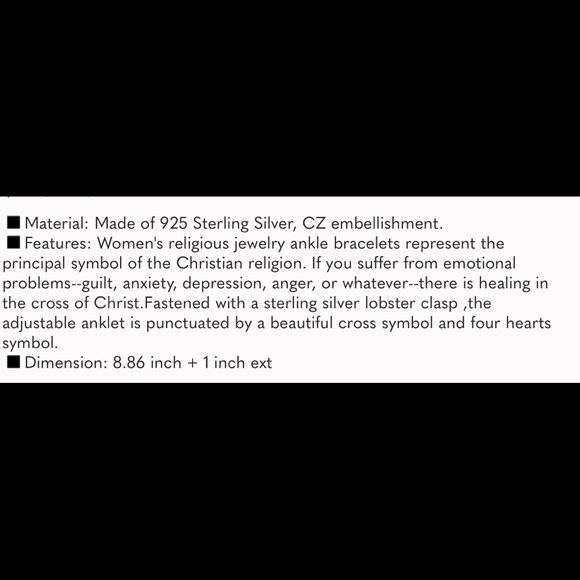 Sterling Silver CZ Cross Charm Anklet - Picture 5 of 5